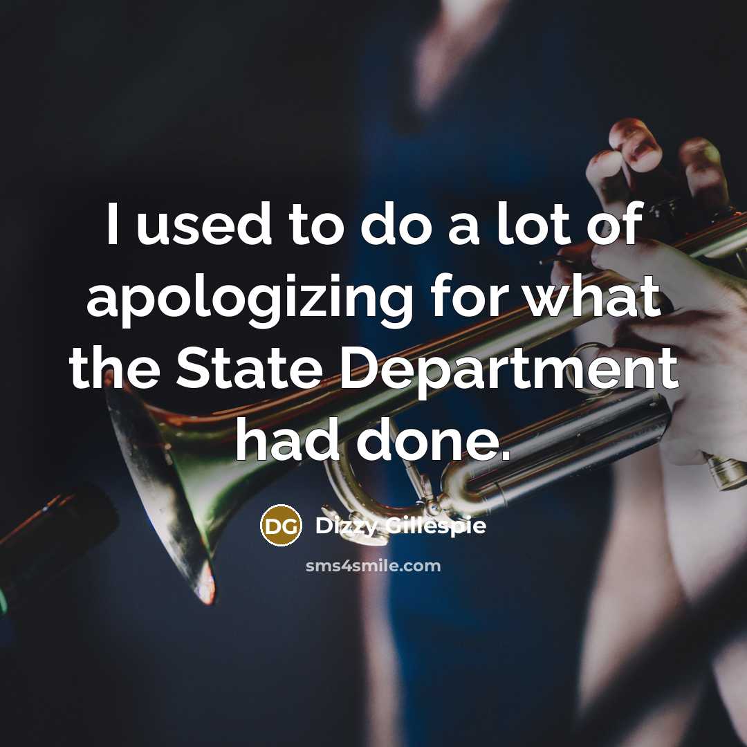 “I used to do a lot of apologizing for what…” quote by Dizzy Gillespie