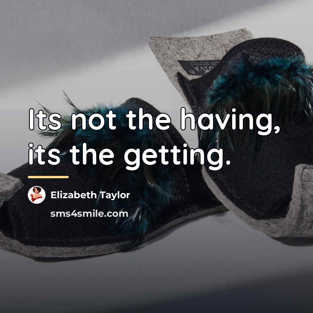 “Its not the having, its the getting.…” quote by Elizabeth Taylor
