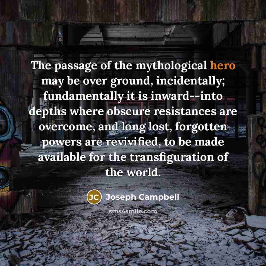 “The passage of the mythological hero may be over ground,…” quote by Joseph Campbell