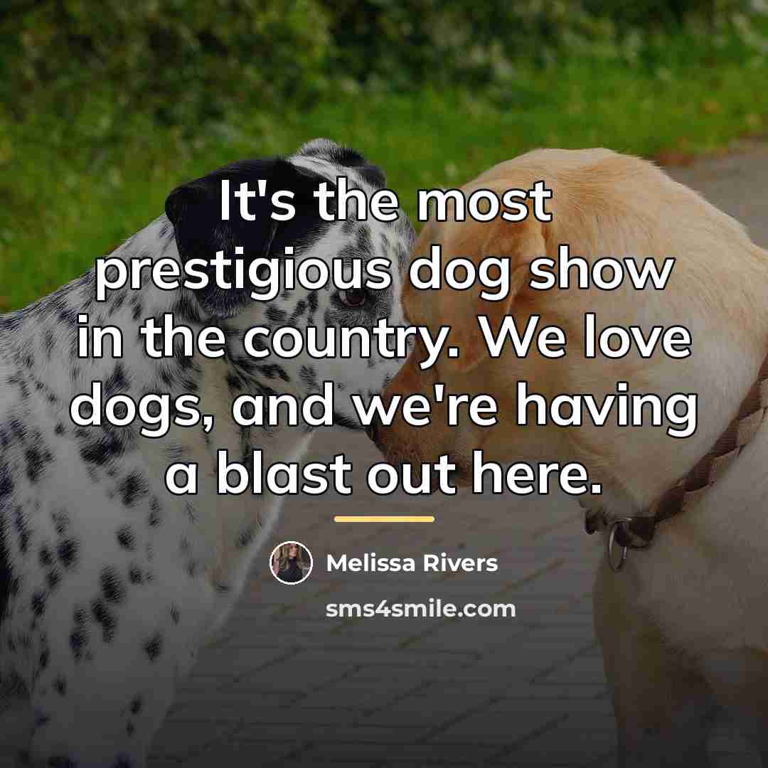 “It's the most prestigious dog show in the country. We…” quote by Melissa Rivers