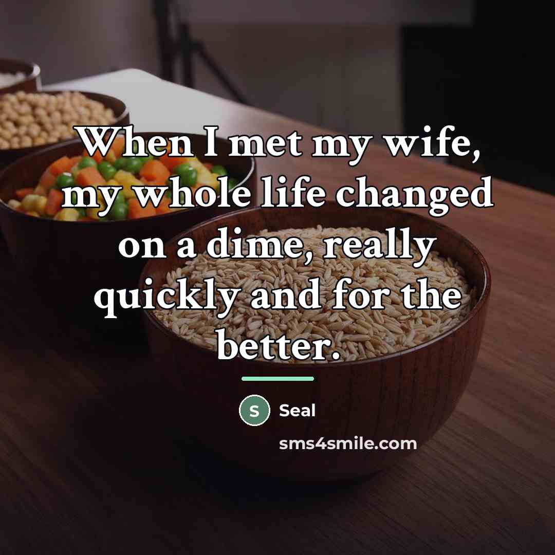 “When I met my wife, my whole life changed on…” quote by Seal