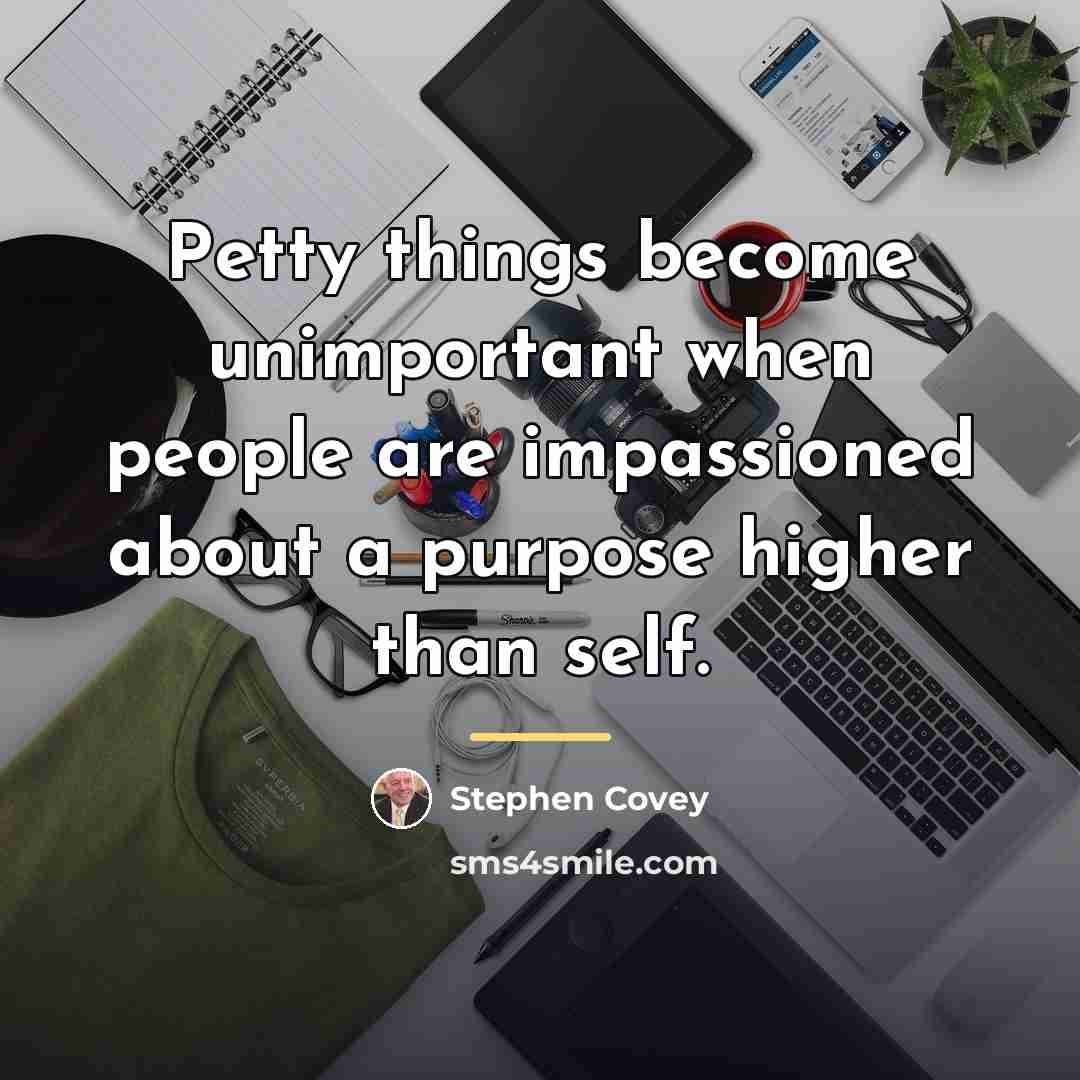 “Petty things become unimportant when people are impassioned about a…” quote by Stephen Covey