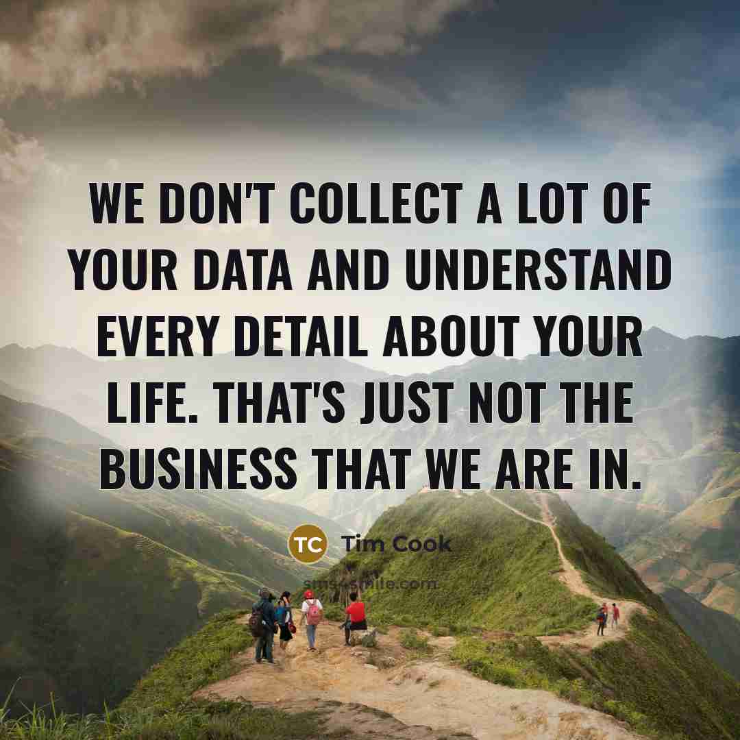 “We don't collect a lot of your data and understand…” quote by Tim Cook