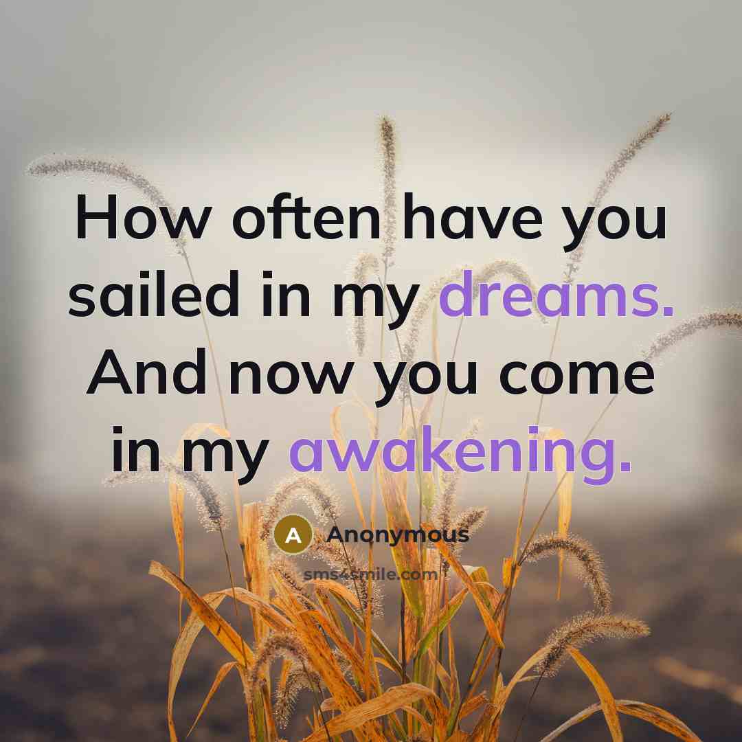 “How often have you sailed in my dreams. And now you come in my awakening.” quote by Anonymous