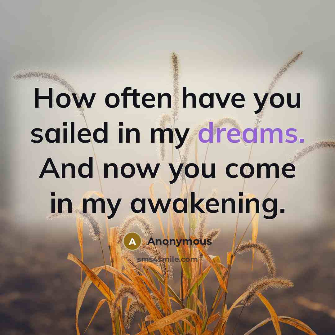 “How often have you sailed in my dreams. And now…” quote by Anonymous
