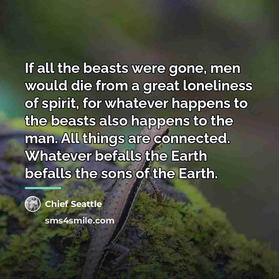 “If all the beasts were gone, men would die from…” quote by Chief Seattle