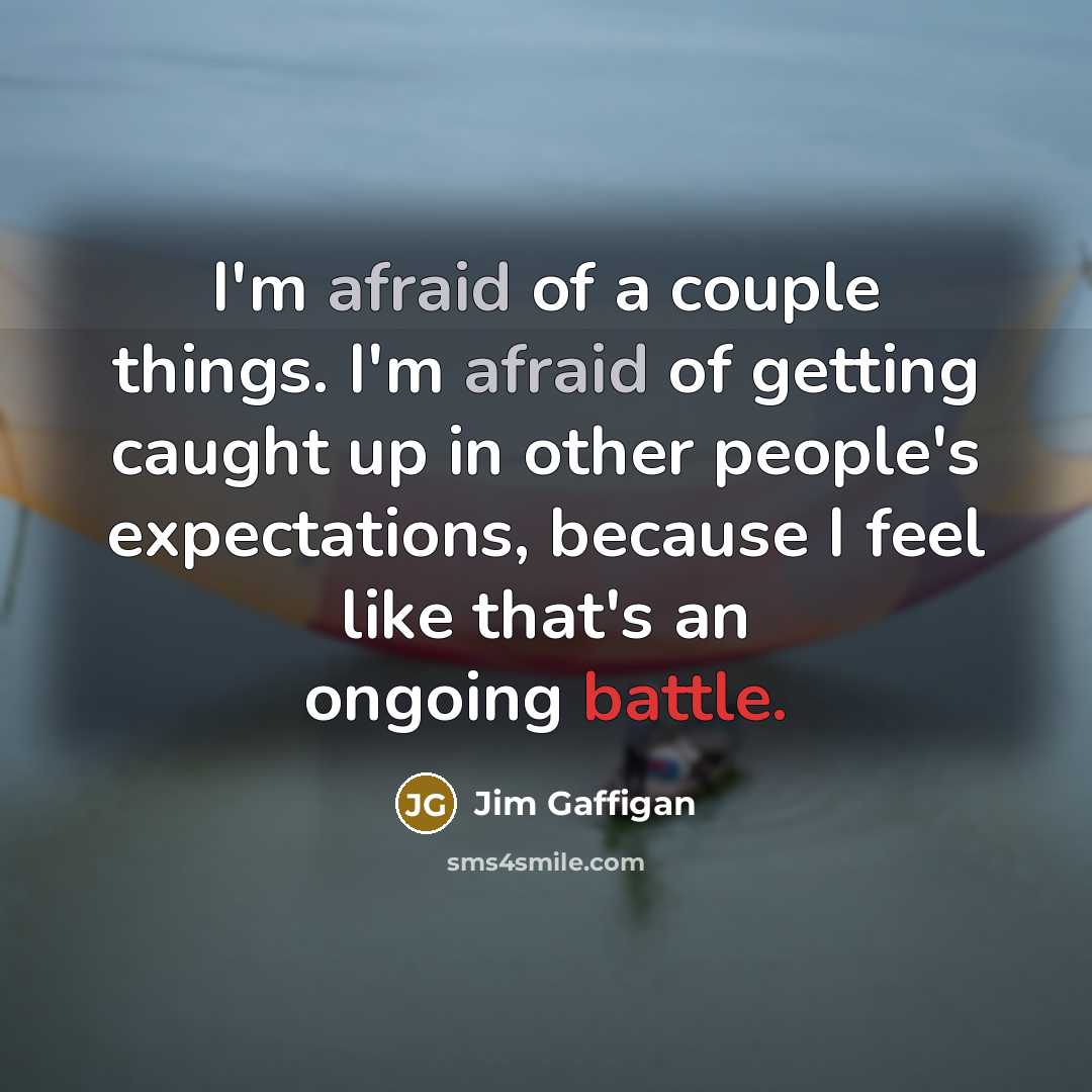 “I'm afraid of a couple things. I'm afraid of getting caught up in other people's expectations, because I feel like that's an ongoing battle.” quote by Jim Gaffigan