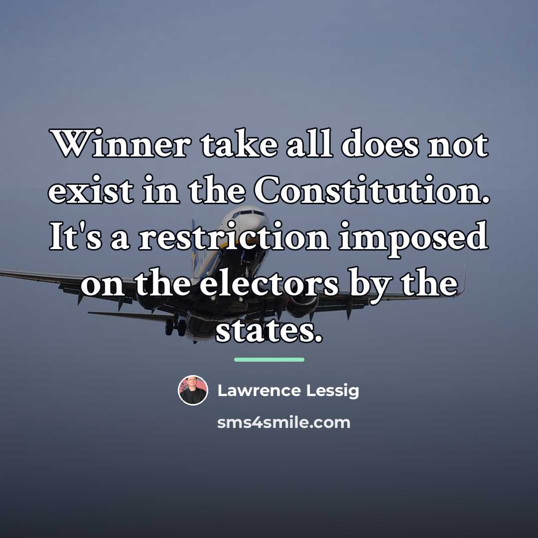 “Winner take all does not exist in the Constitution. It's…” quote by Lawrence Lessig
