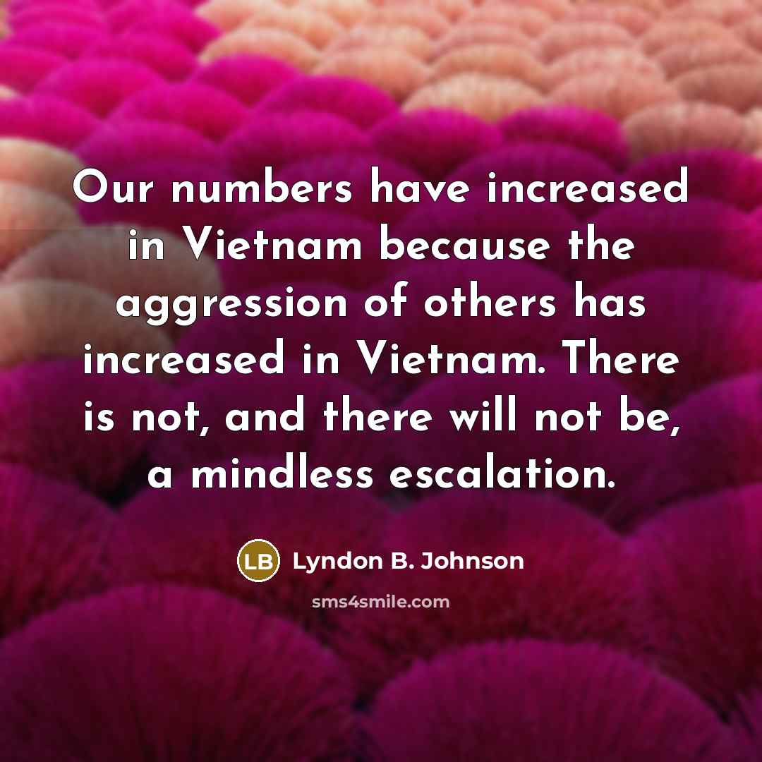 “Our numbers have increased in Vietnam because the aggression of…” quote by Lyndon B. Johnson
