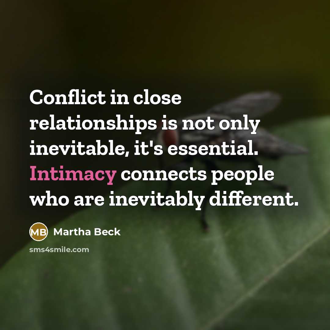 “Conflict in close relationships is not only inevitable, it's essential.…” quote by Martha Beck