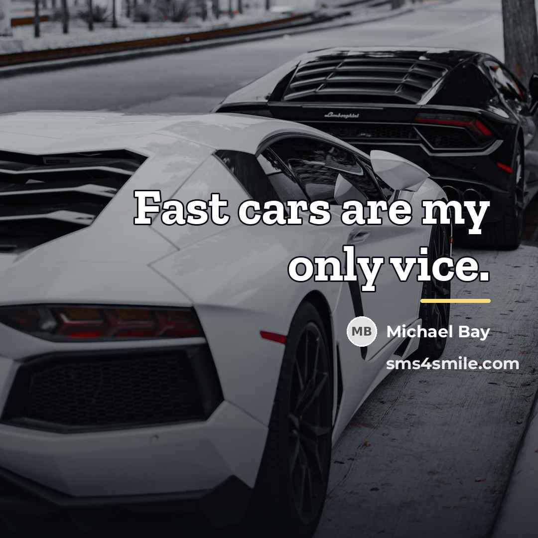 “Fast cars are my only vice.…” quote by Michael Bay