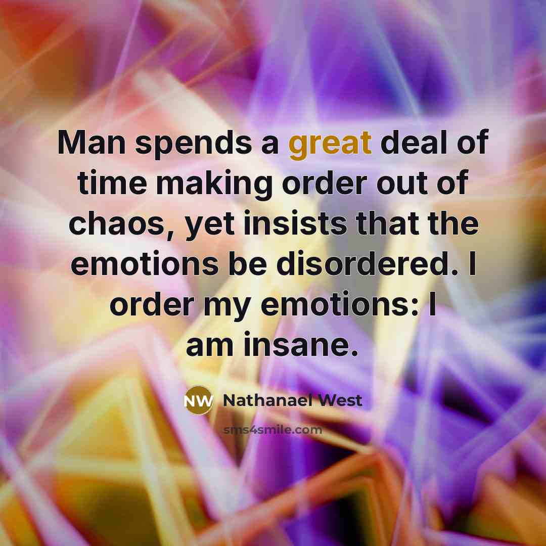 “Man spends a great deal of time making order out…” quote by Nathanael West