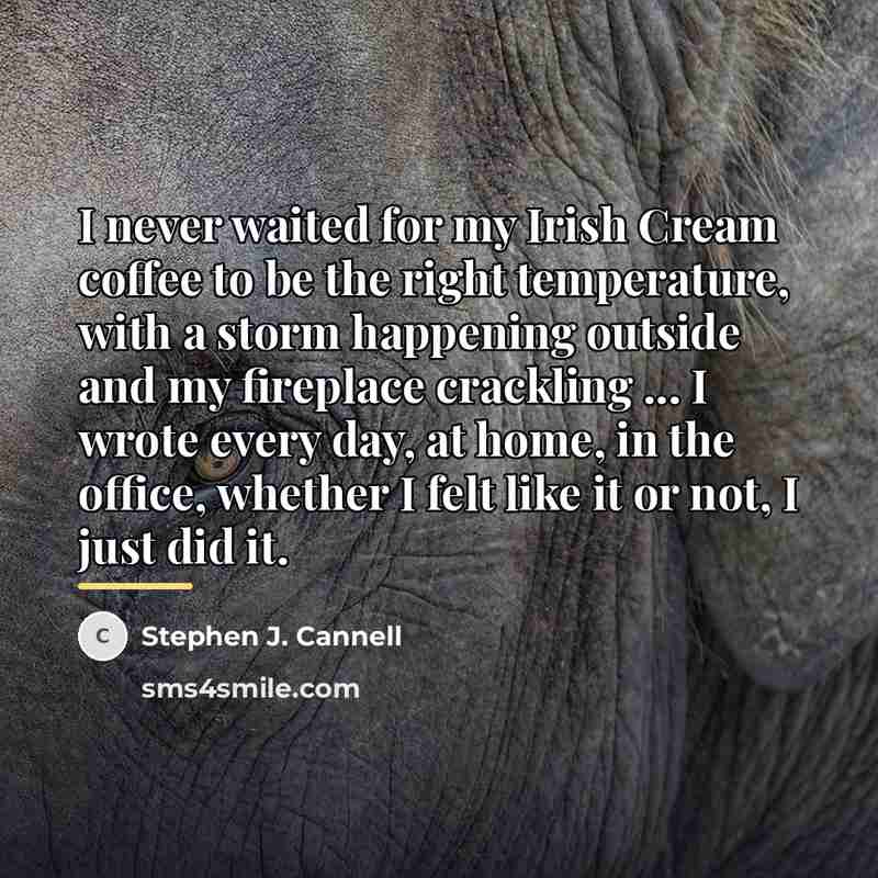 “I never waited for my Irish Cream coffee to be…” quote by Stephen J. Cannell