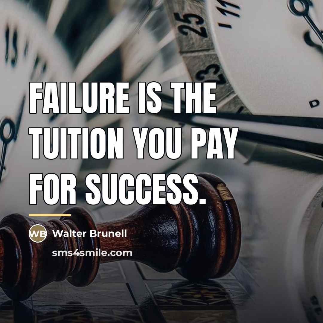 “Failure is the tuition you pay for success.…” quote by Walter Brunell