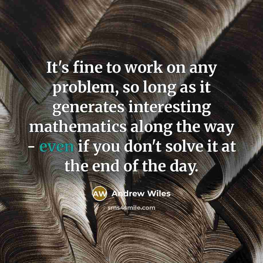 “It's fine to work on any problem, so long as…” quote by Andrew Wiles