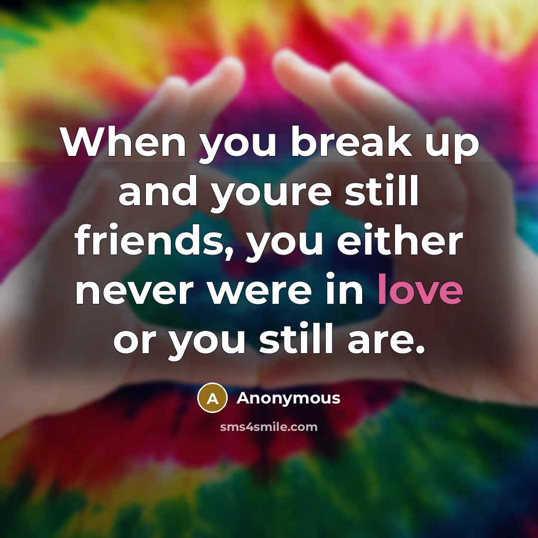 “When you break up and youre still friends, you either…” quote by Anonymous