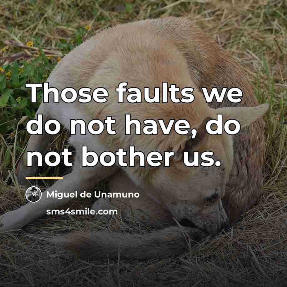 “Those faults we do not have, do not bother us.…” quote by Miguel de Unamuno