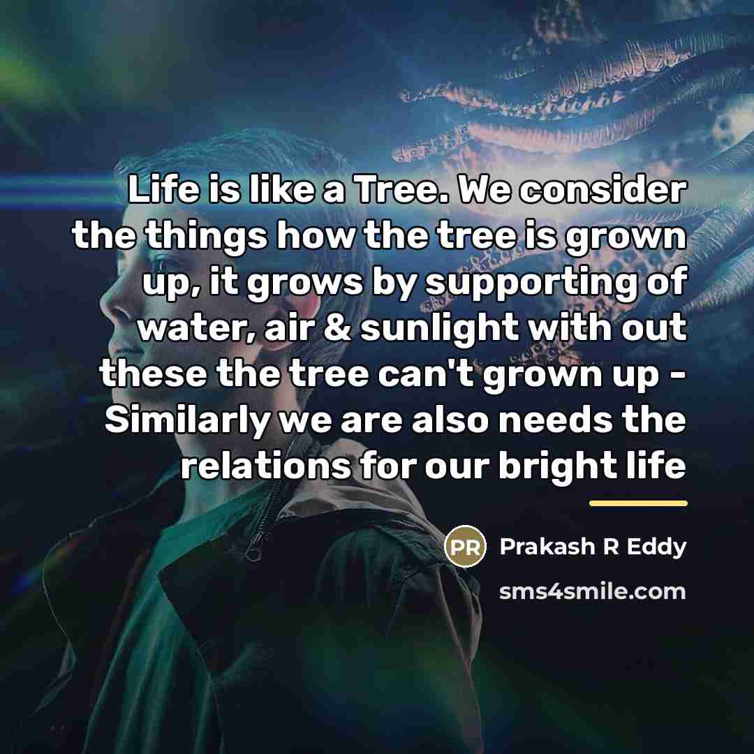 “Life is like a Tree. We consider the things how…” quote by Prakash R Eddy