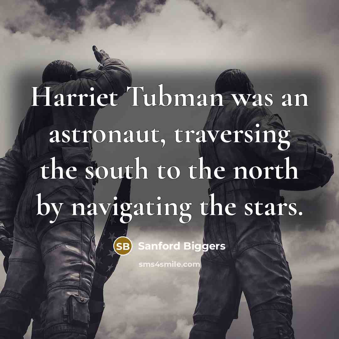 “Harriet Tubman was an astronaut, traversing the south to the…” quote by Sanford Biggers