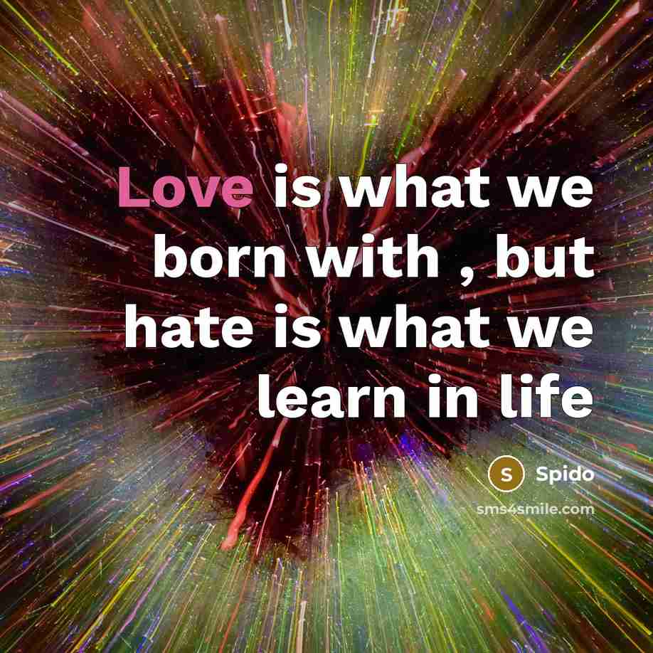 “Love is what we born with , but hate is…” quote by Spido