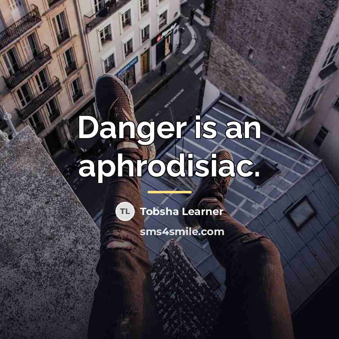 “Danger is an aphrodisiac.…” quote by Tobsha Learner