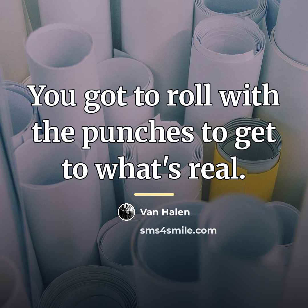 “You got to roll with the punches to get to…” quote by Van Halen