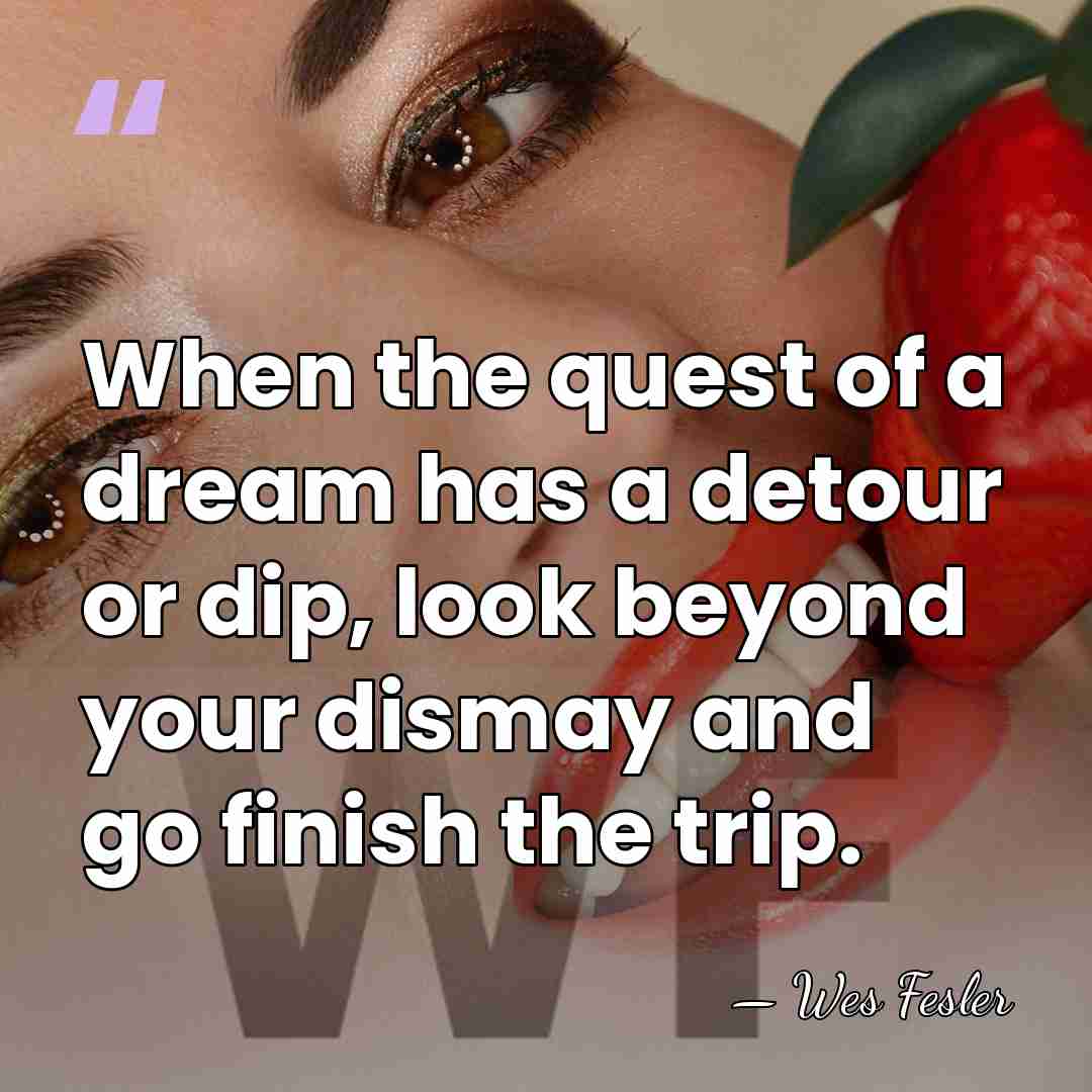 When the quest of a dream has a detour or dip, look&hellip; - Wes Fesler