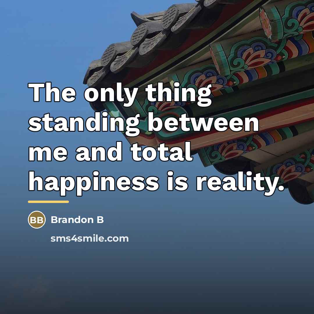 “The only thing standing between me and total happiness is…” quote by Anonymous