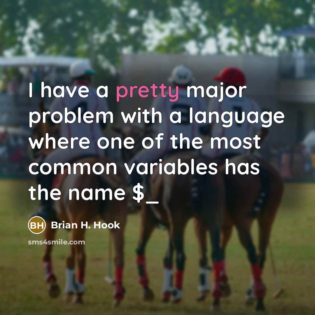 “I have a pretty major problem with a language where one of the most common variables has the name $_” quote by Brian H. Hook