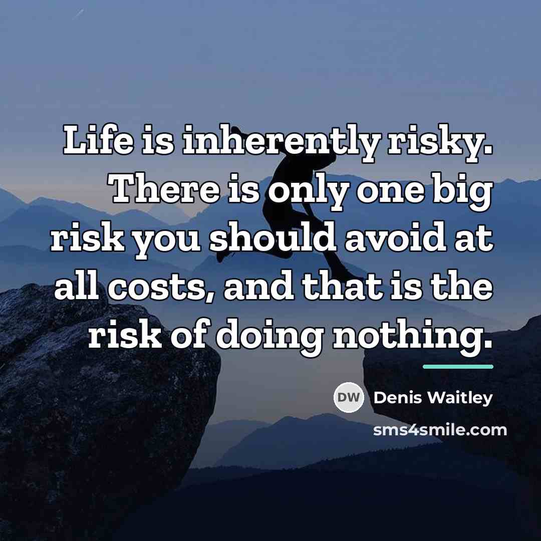 “Life is inherently risky. There is only one big risk…” quote by Denis Waitley