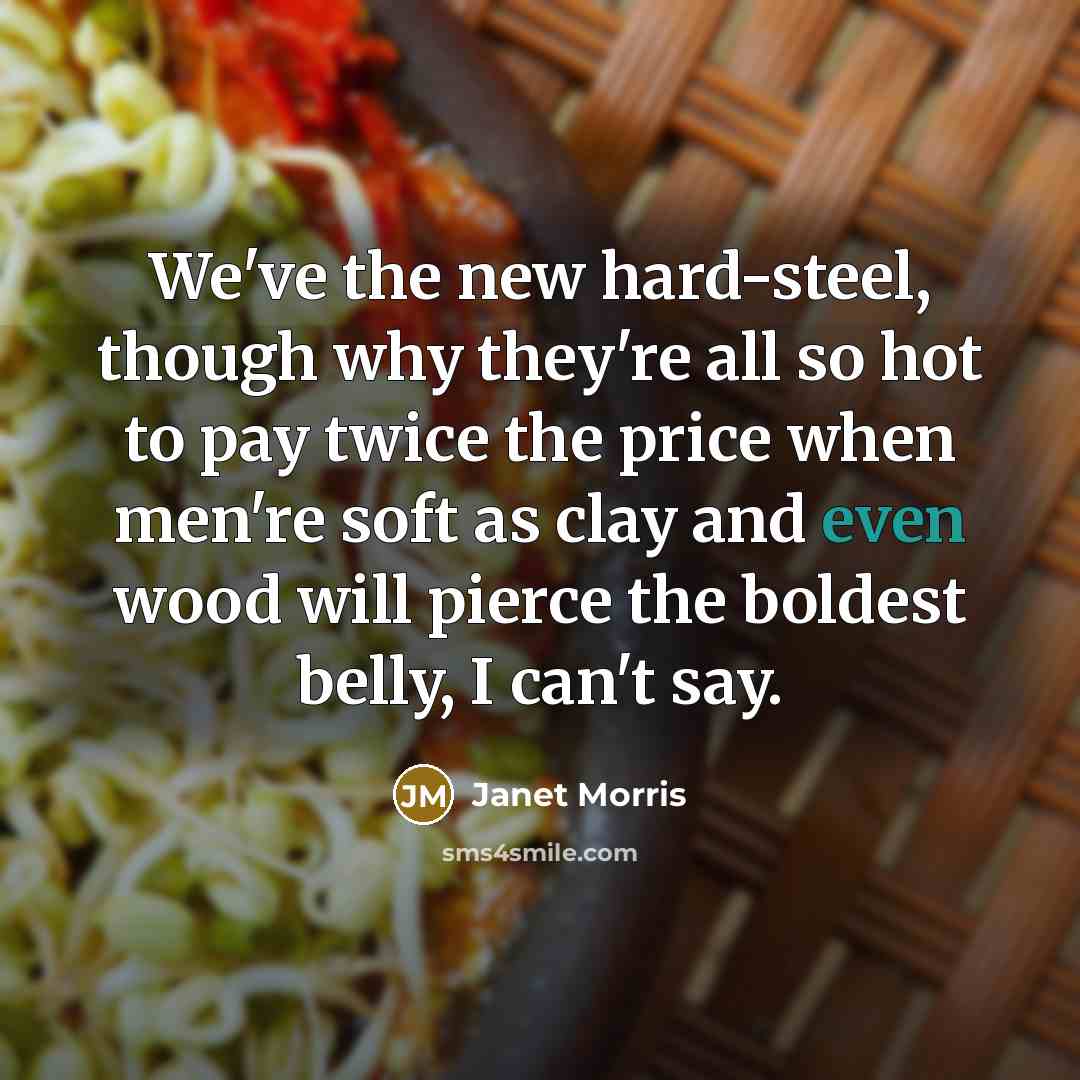 “We've the new hard-steel, though why they're all so hot…” quote by Janet Morris
