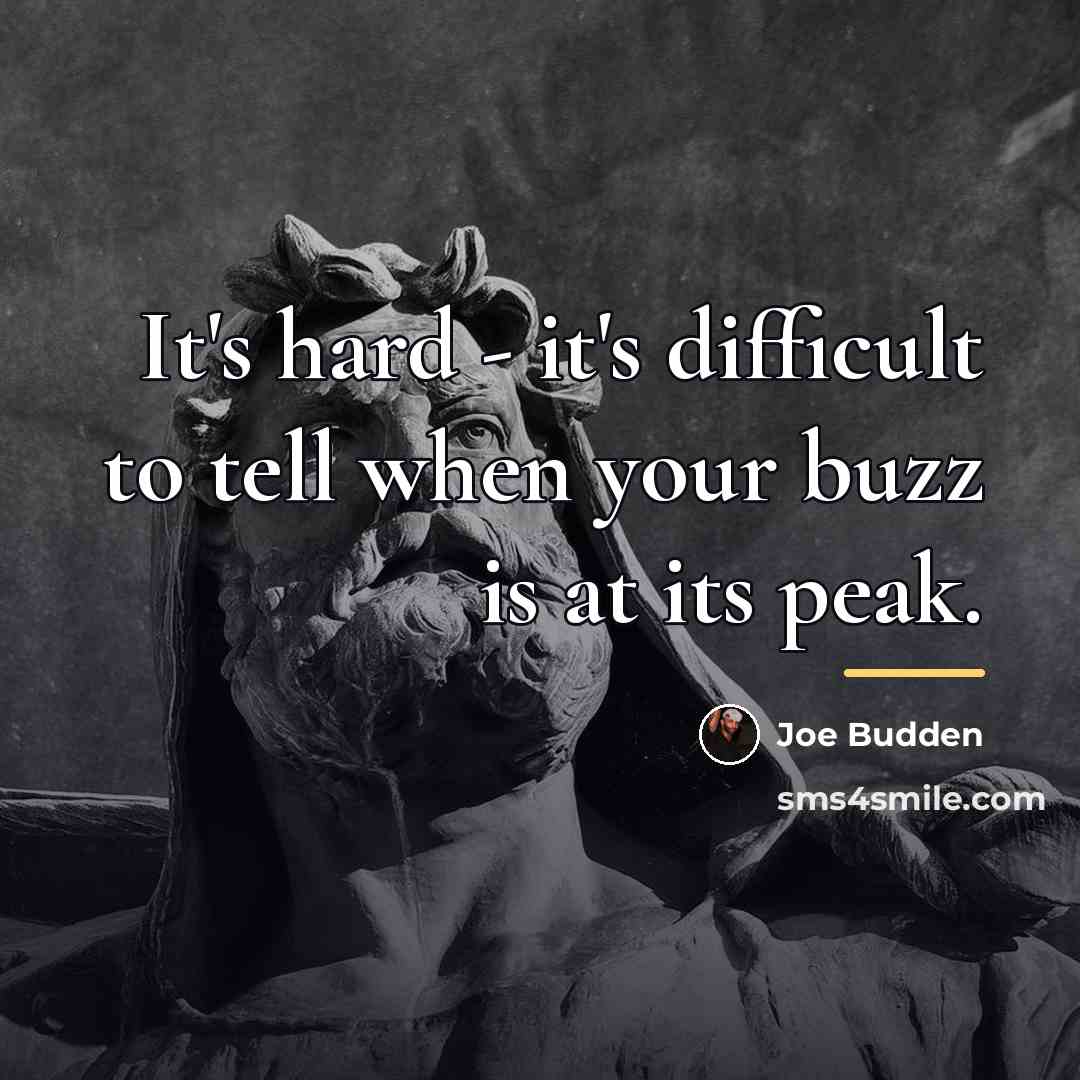 “It's hard - it's difficult to tell when your buzz…” quote by Joe Budden