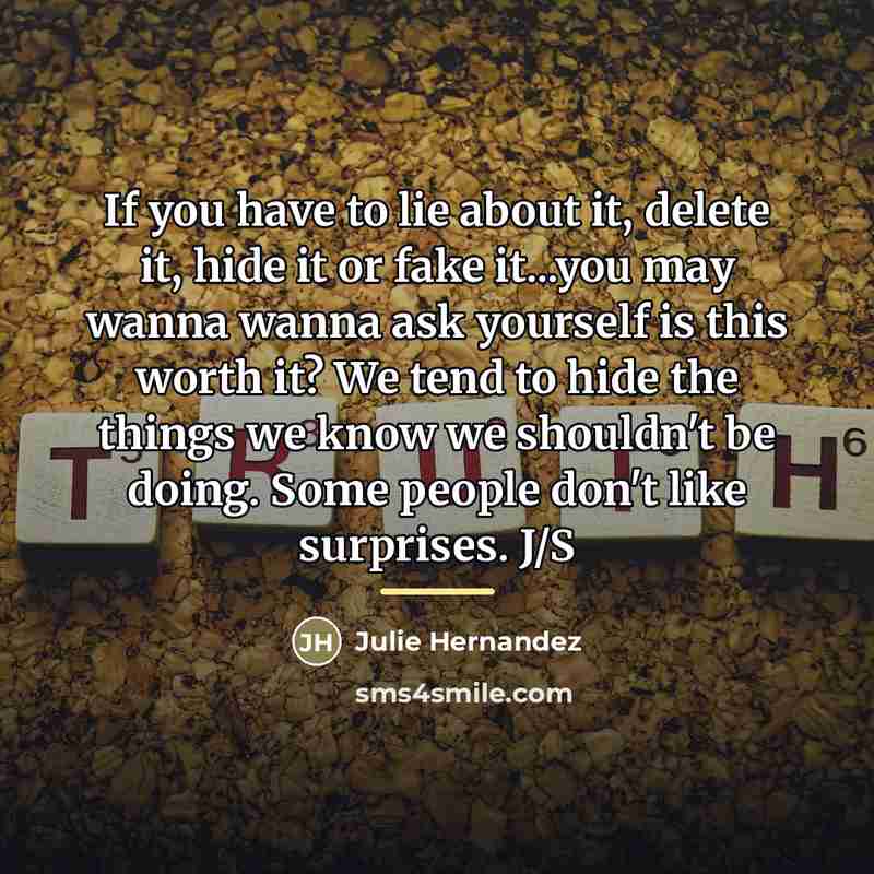 “If you have to lie about it, delete it, hide…” quote by Julie Hernandez