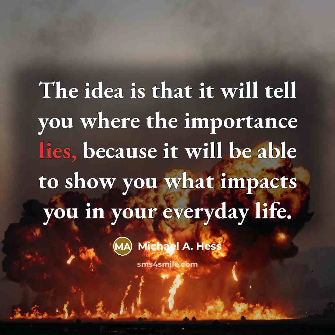 “The idea is that it will tell you where the importance lies, because it will be able to show you what impacts you in your everyday life.” quote by Michael A. Hess