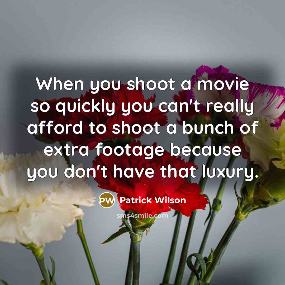 “When you shoot a movie so quickly you can't really…” quote by Patrick Wilson