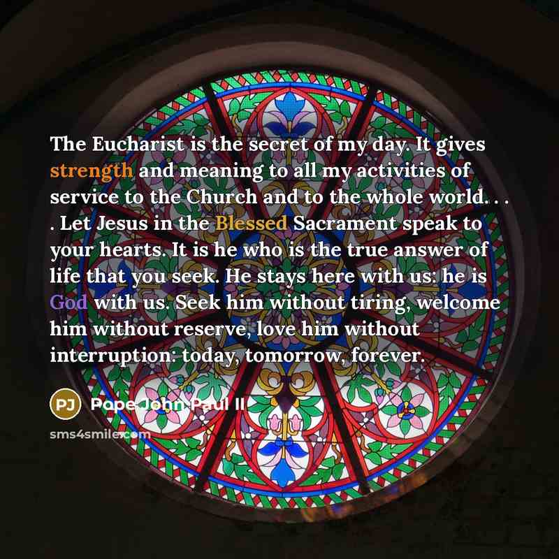 “The Eucharist is the secret of my day. It gives…” quote by Pope John Paul II