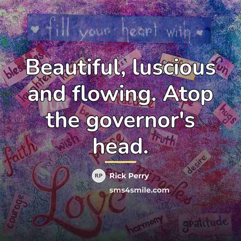 “Beautiful, luscious and flowing. Atop the governor's head.…” quote by Rick Perry