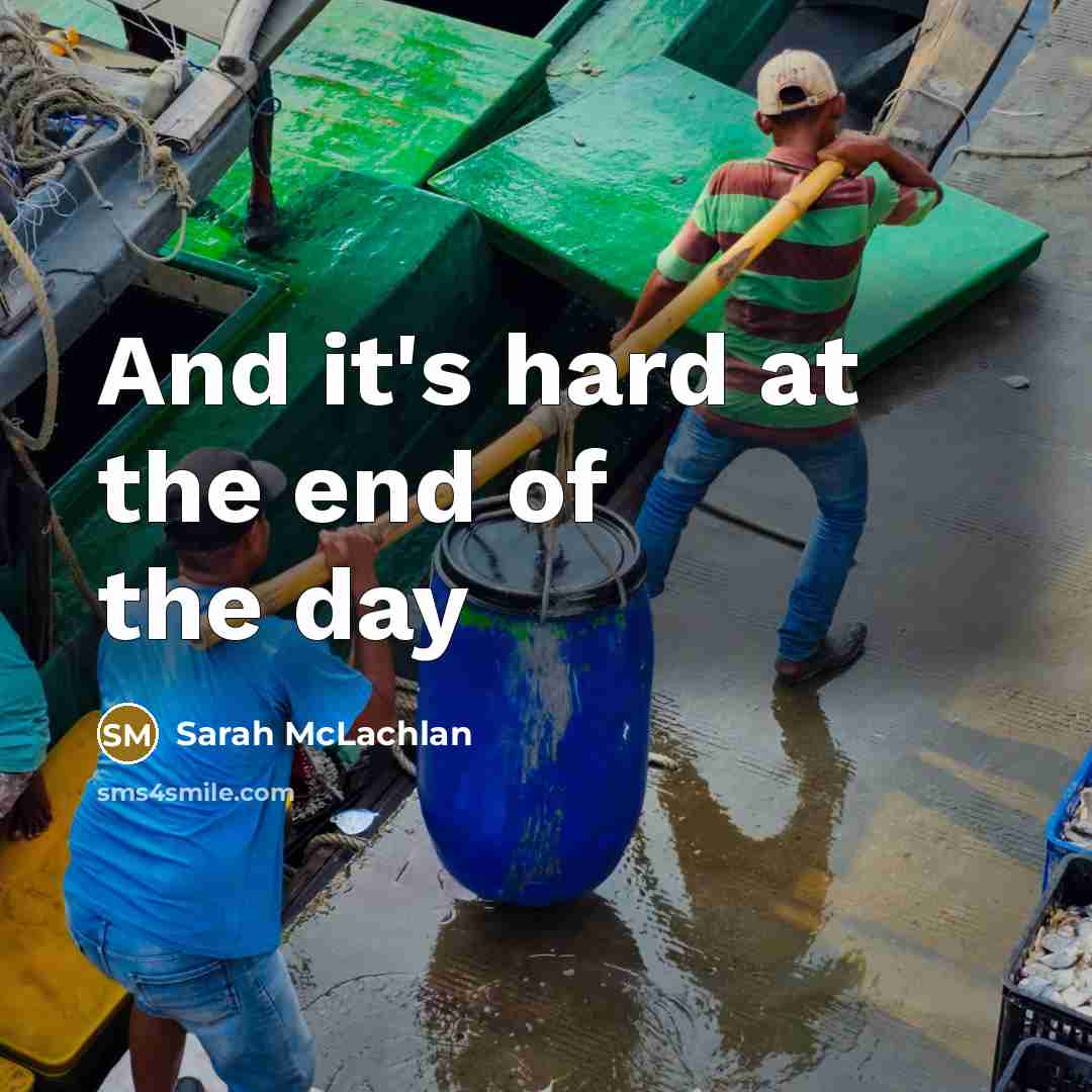 “And it's hard at the end of the day…” quote by Sarah McLachlan