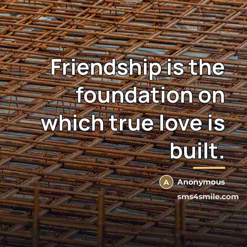 “Friendship is the foundation on which true love is built.…” quote by Anonymous