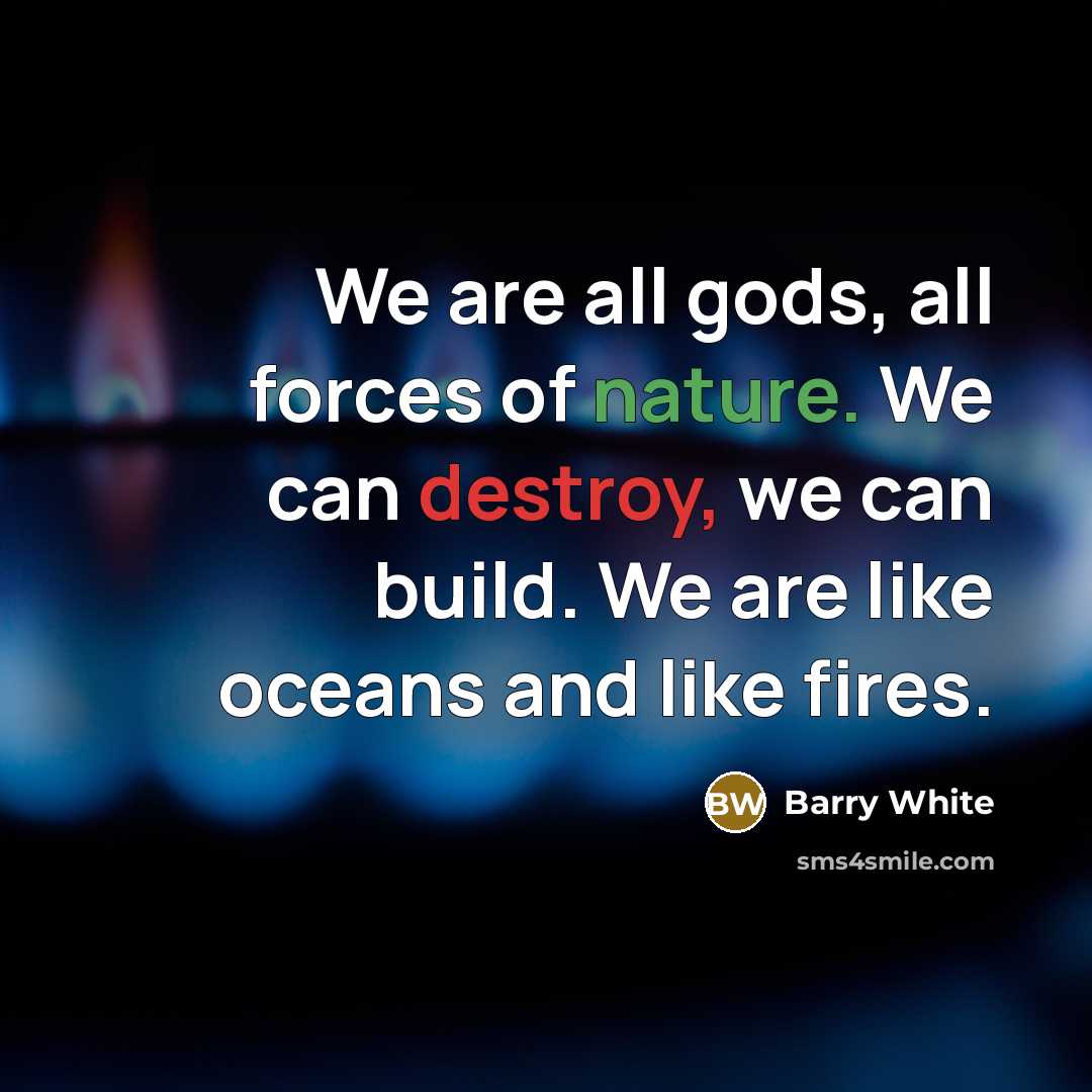 “We are all gods, all forces of nature. We can…” quote by Barry White