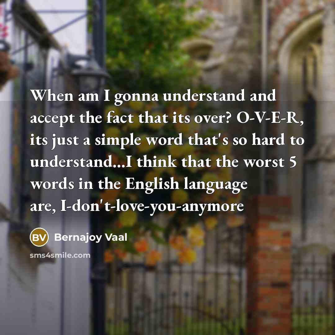 “When am I gonna understand and accept the fact that…” quote by Bernajoy Vaal