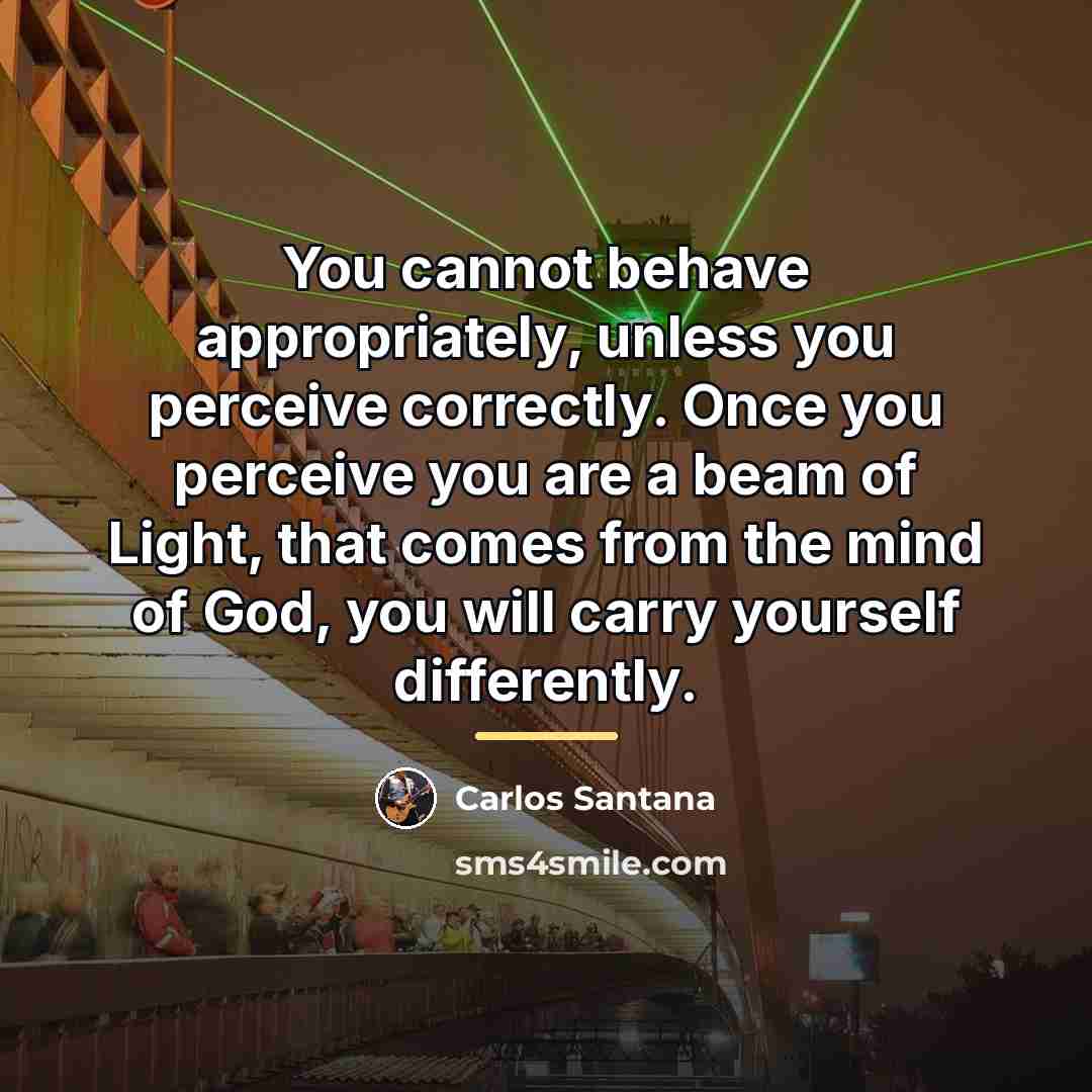 “You cannot behave appropriately, unless you perceive correctly. Once you…” quote by Carlos Santana