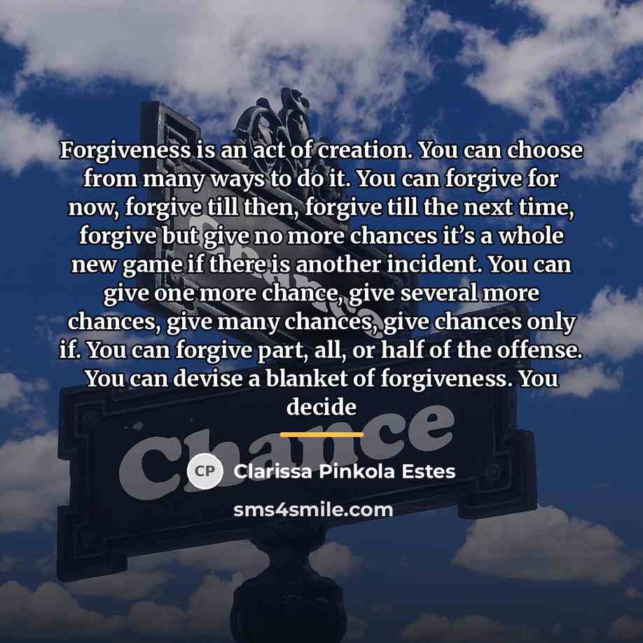 “Forgiveness is an act of creation. You can choose from…” quote by Clarissa Pinkola Estes