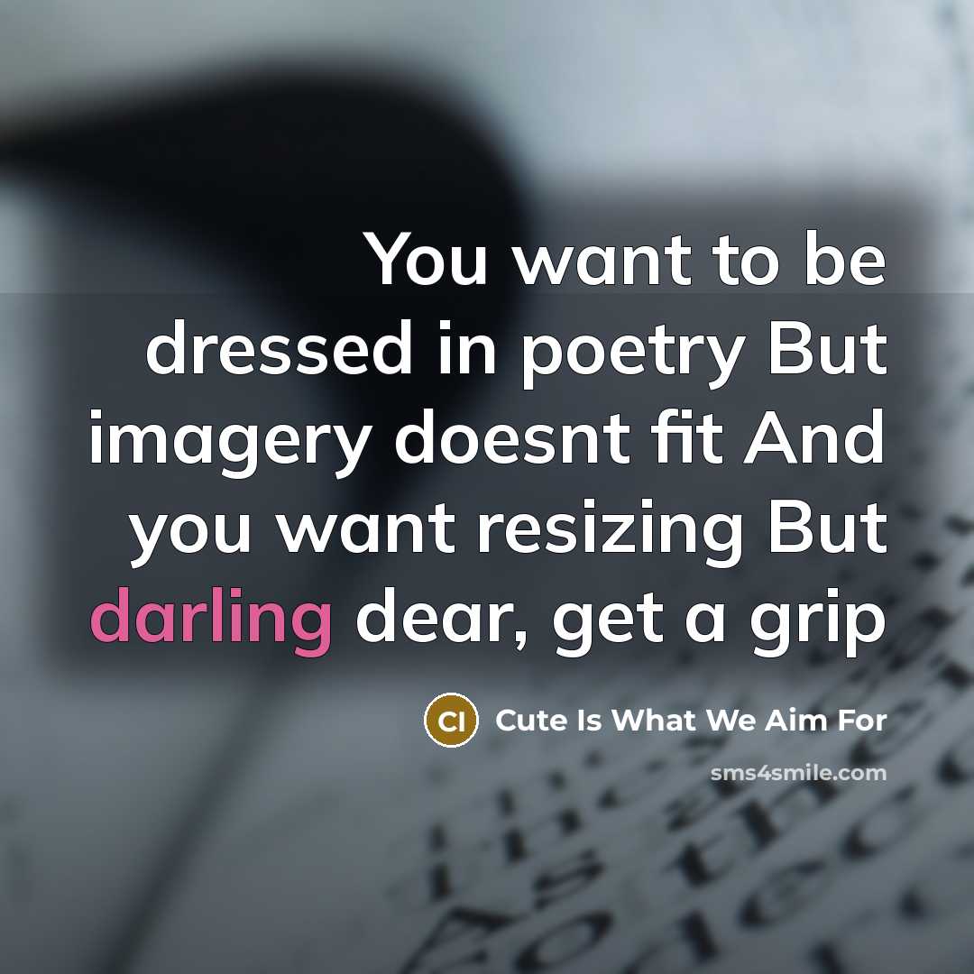 “You want to be dressed in poetry But imagery doesnt…” quote by Cute Is What We Aim For