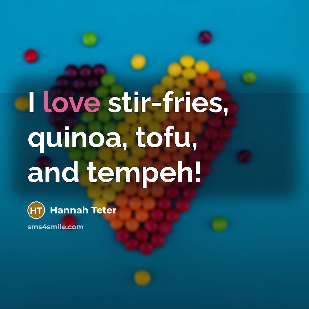 “I love stir-fries, quinoa, tofu, and tempeh!…” quote by Hannah Teter