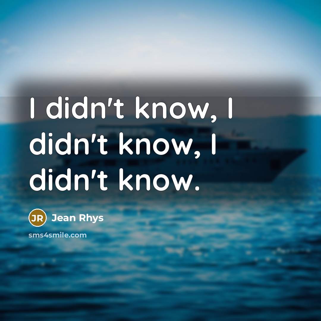 “I didn't know, I didn't know, I didn't know.…” quote by Jean Rhys