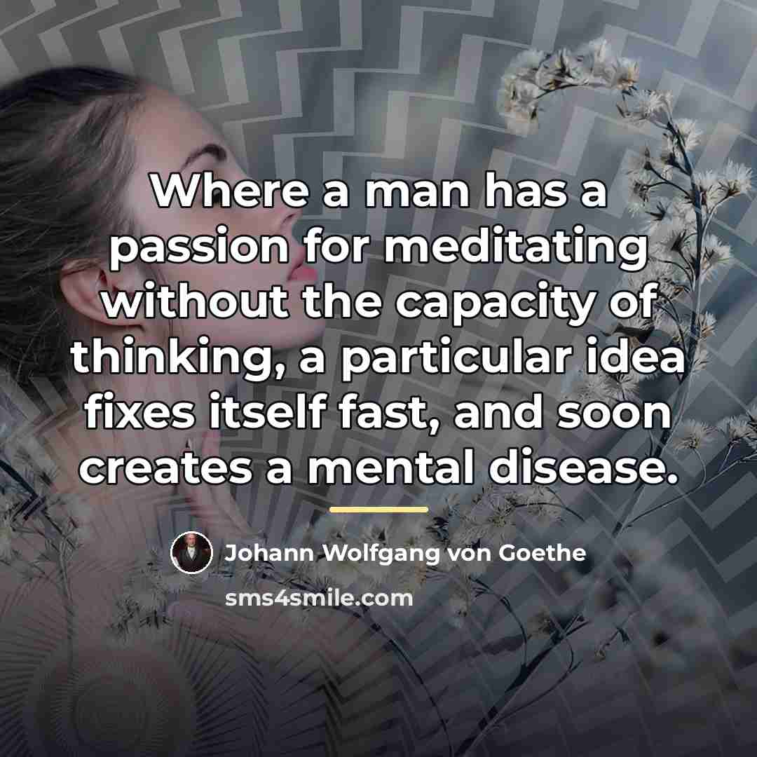 “Where a man has a passion for meditating without the…” quote by Johann Wolfgang von Goethe