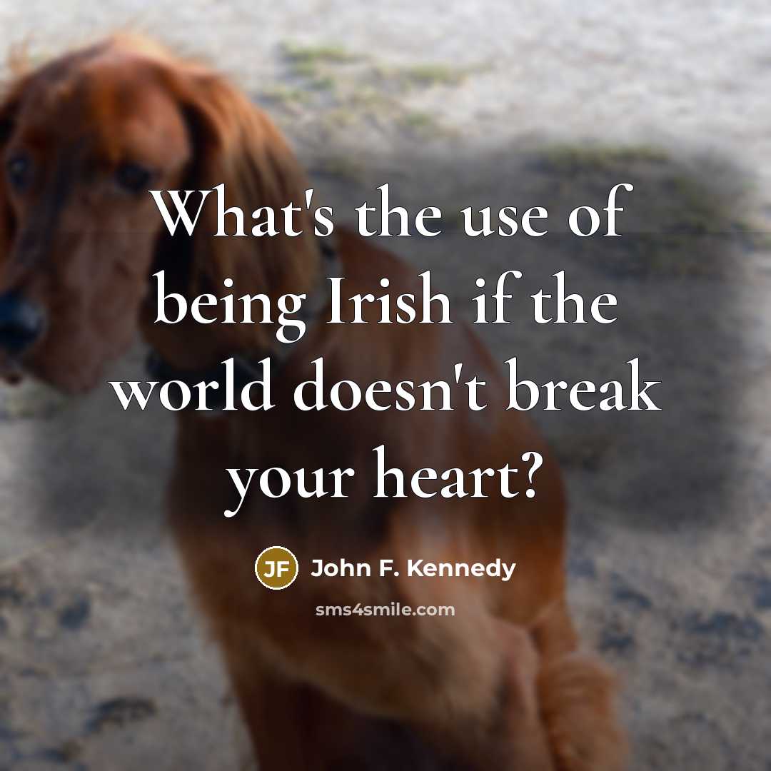 “What's the use of being Irish if the world doesn't…” quote by John F. Kennedy