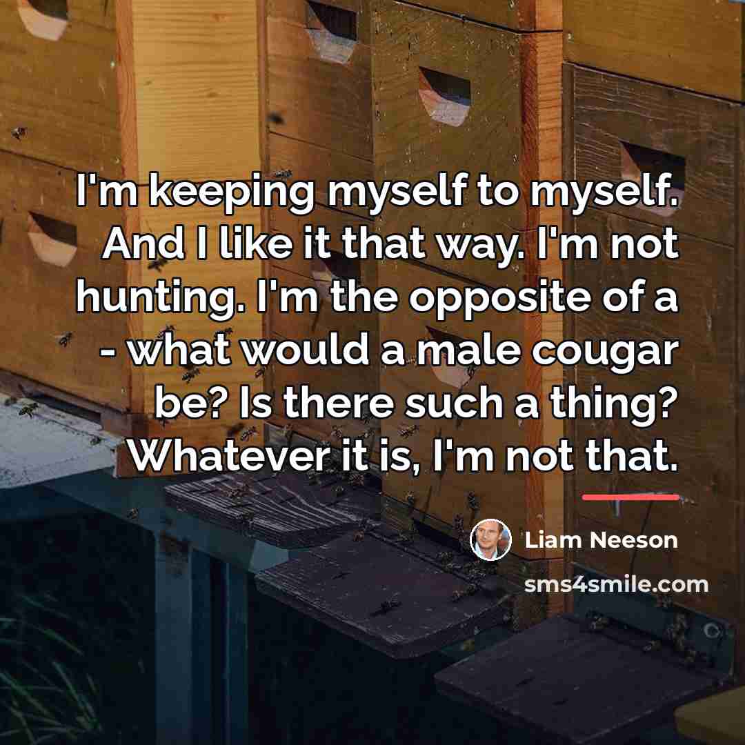 “I'm keeping myself to myself. And I like it that…” quote by Liam Neeson