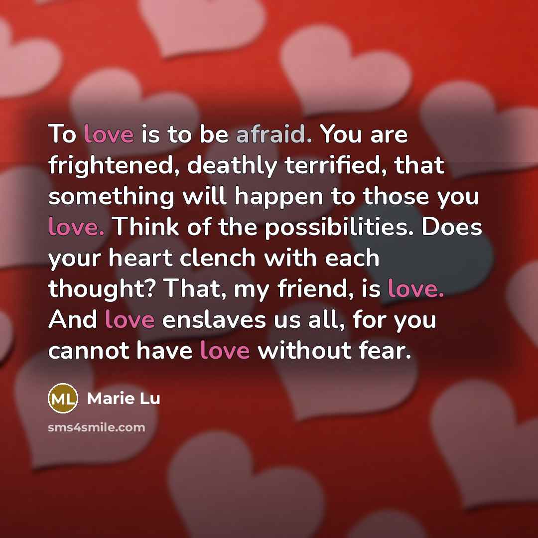 “To love is to be afraid. You are frightened, deathly…” quote by Marie Lu